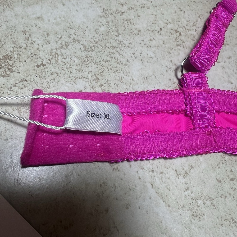 NWT iEFiEL Pink Lace Balconette Underwire Bra Lingerie Size XL Unlined Floral - Picture 6 of 6
